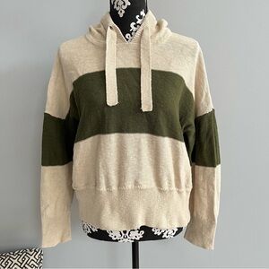 Madewell Clairview Colorblock Hoodie Sweater Size Medium Preppy Rugby Cozy Crop